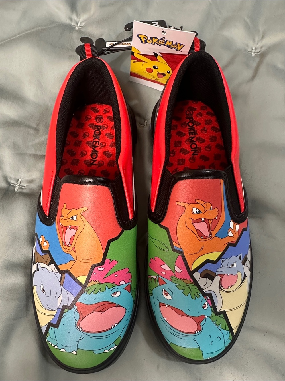 Kids' Slip-On Shoes featuring Pokemon Charizard & Friends - Red/Green/Blue
